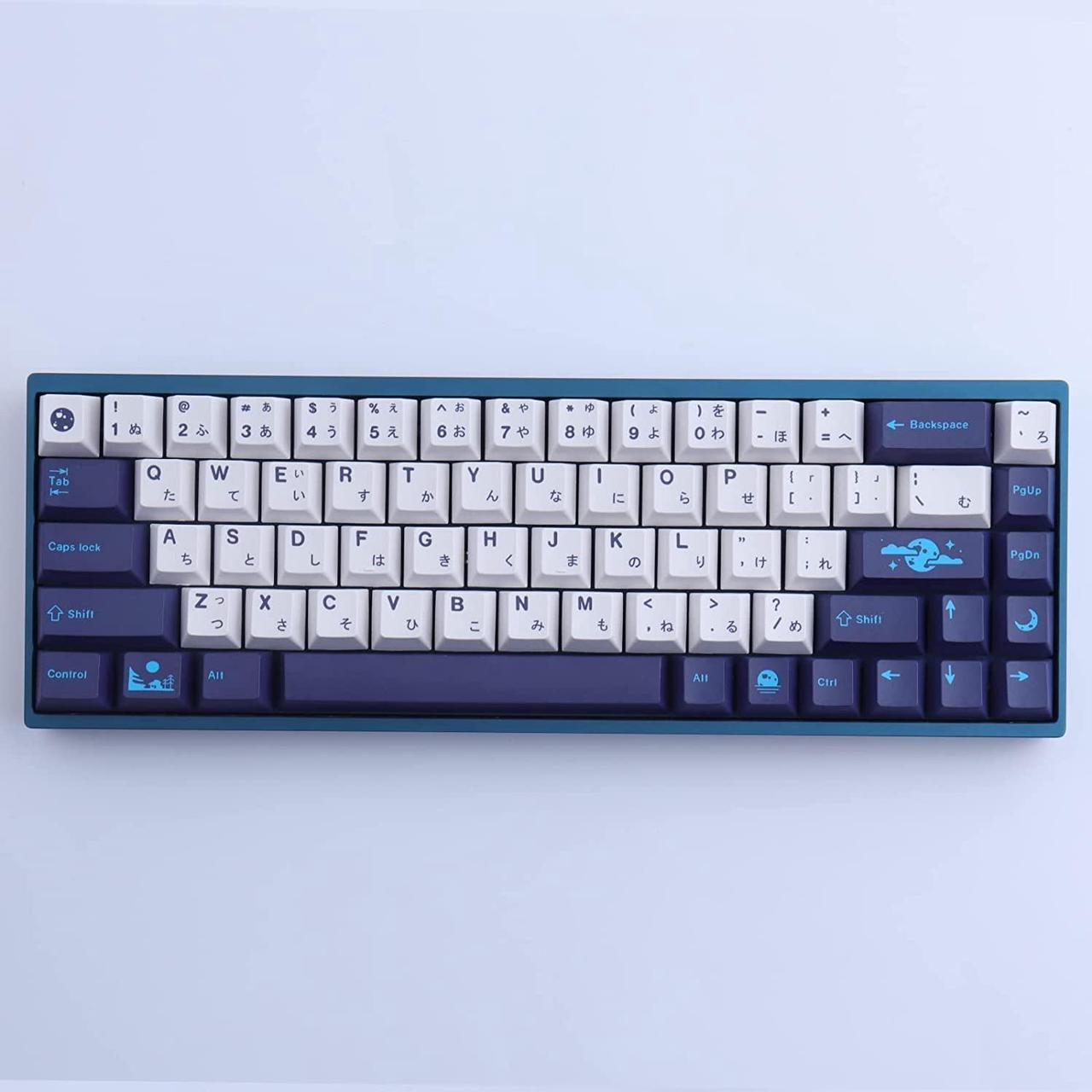 Alt view image 5 of 5 - JOMKIZ PBT Keycaps, 134 Keys Blue Moon Dye Sublimation Cherry Profile Keycaps with 7U Spacebar Japanese Keycap Set for MX Switches Mechanical Keyboards