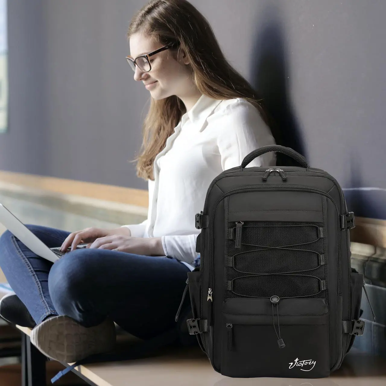 Alt view image 2 of 5 - Travel Backpack for Women Men 17 Inch Laptop Backpacks with USB Port Carry on Bag Airline Approved Large College School Bookbags Waterproof Work Business Sport Rucksack Casual Daypack (Black)