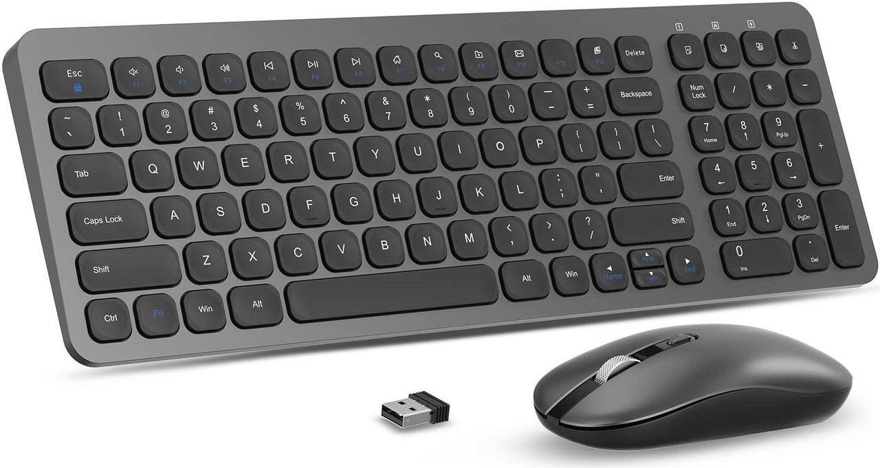 Main image of cimetech Wireless Keyboard and Mouse Combo, Compact Full Size Wireless Keyboard and Mouse Set Less Noise Keys 2.4G Ultra-Thin Sleek Design for Windows, Computer, PC, Notebook, Laptop - Grey