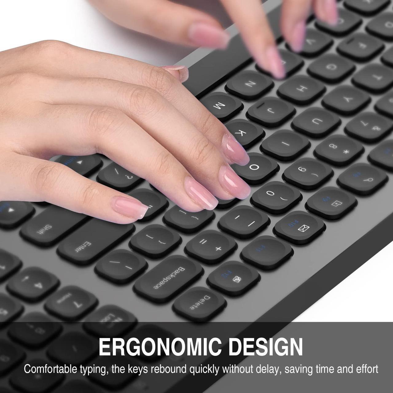 Alt view image 4 of 5 - cimetech Wireless Keyboard and Mouse Combo, Compact Full Size Wireless Keyboard and Mouse Set Less Noise Keys 2.4G Ultra-Thin Sleek Design for Windows, Computer, PC, Notebook, Laptop - Grey