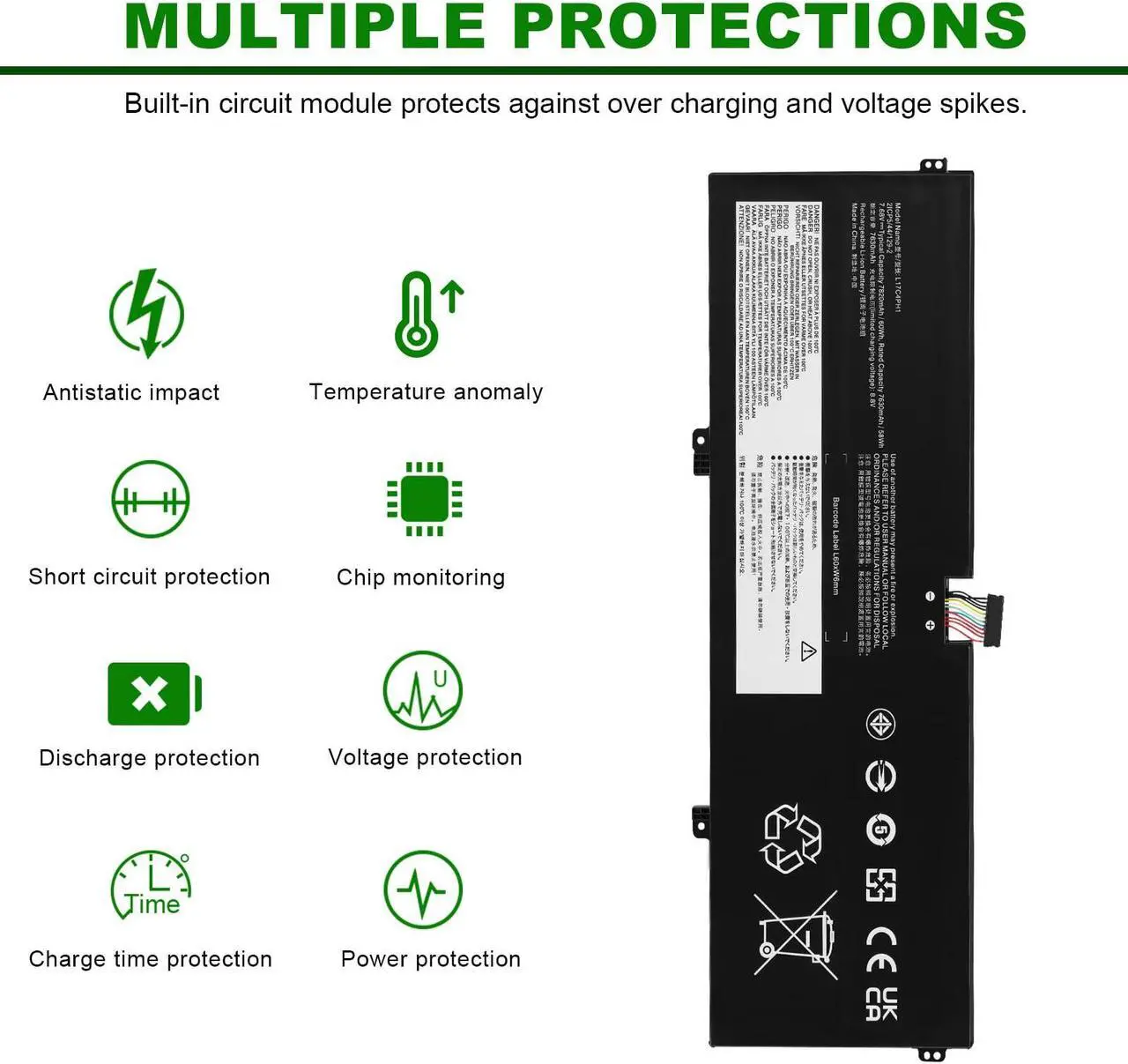 Alt view image 4 of 5 - L17C4PH1 L17M4PH1 L17M4PH2 L17L4PH2 Laptop Battery for Lenovo Yoga 7 Pro Pro-13IKB C930 C930-13 C930-13IK C930-13IKB C930-131KB 930-13IKB-81EQ 81C4 81EQ Series 5B10Q82425 5B10Q82426 5B10Q82427
