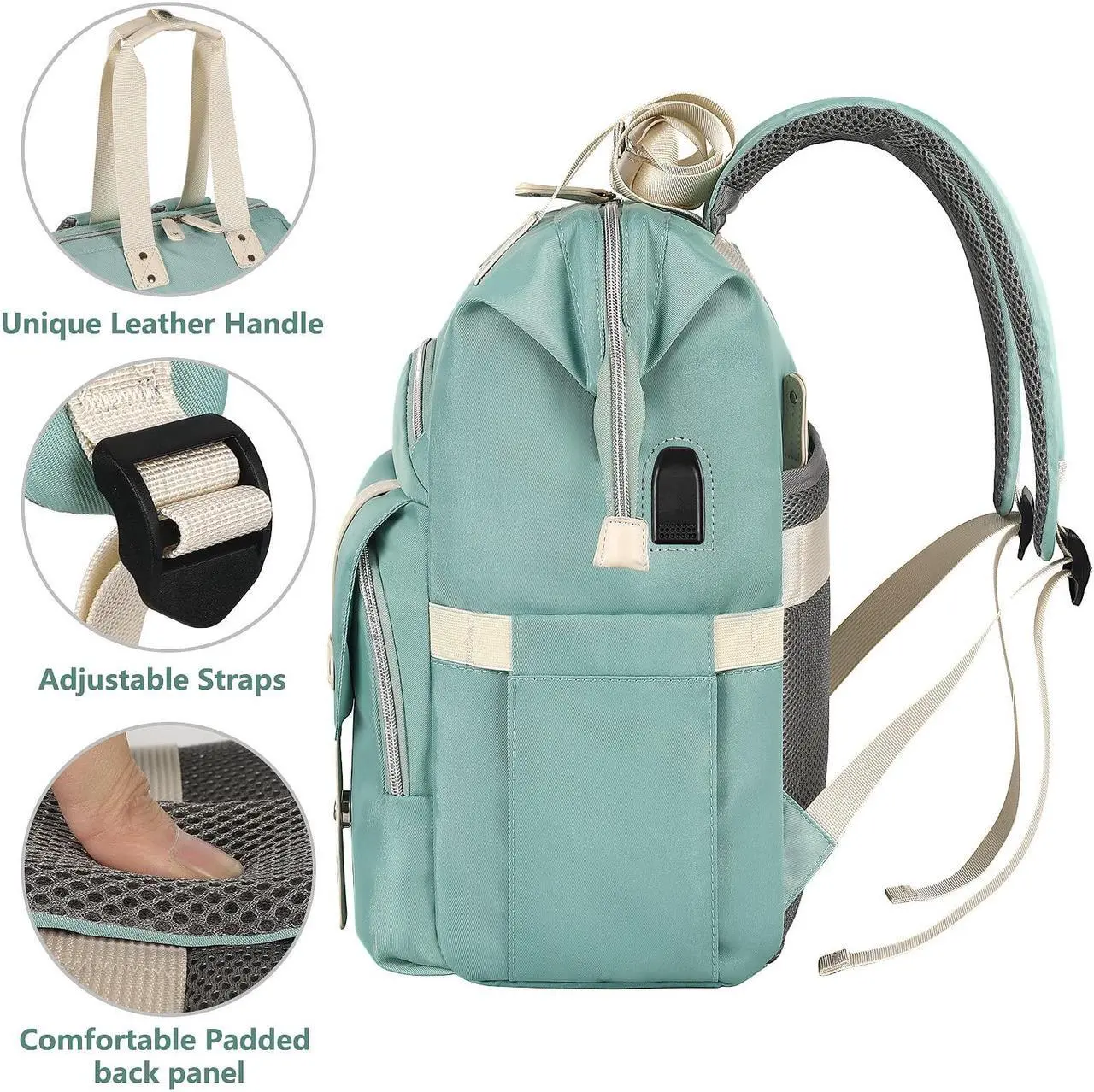 Alt view image 4 of 5 - FALANKO Laptop Backpack for Women,Doctor Teacher Nurse Work Bookbag for 15.6 Inch Laptop,Large Travel Wide Open College Shoulder Purse Bag With RFID Anti Theft USB Charging Port-Green