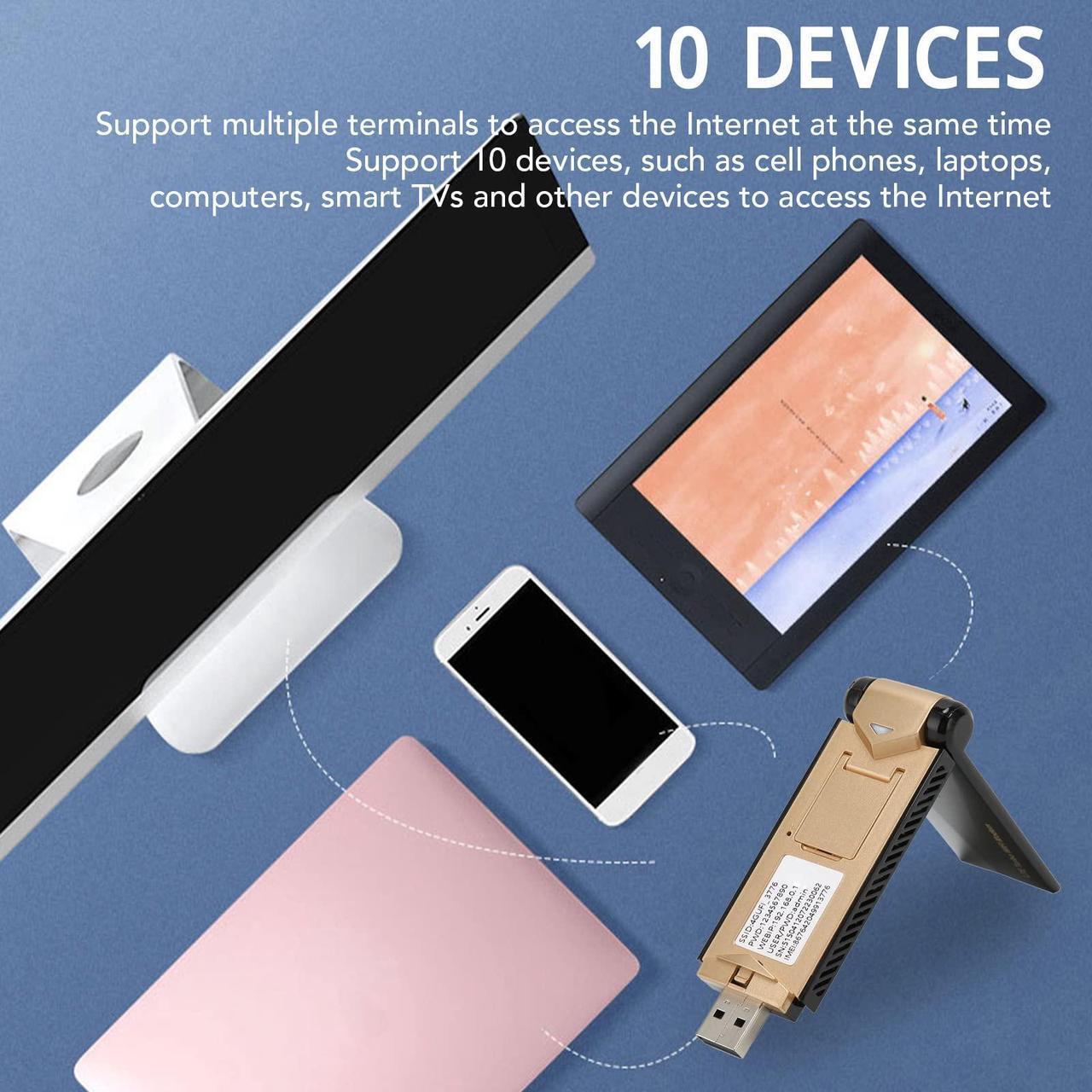 Alt view image 3 of 5 - 4G LTE USB Portable WiFi Router, Portable 4G Router with SIM Card Slot, Travel Hotspot Mini Router Unlocked 4G Dongle, Up to 10 Users
