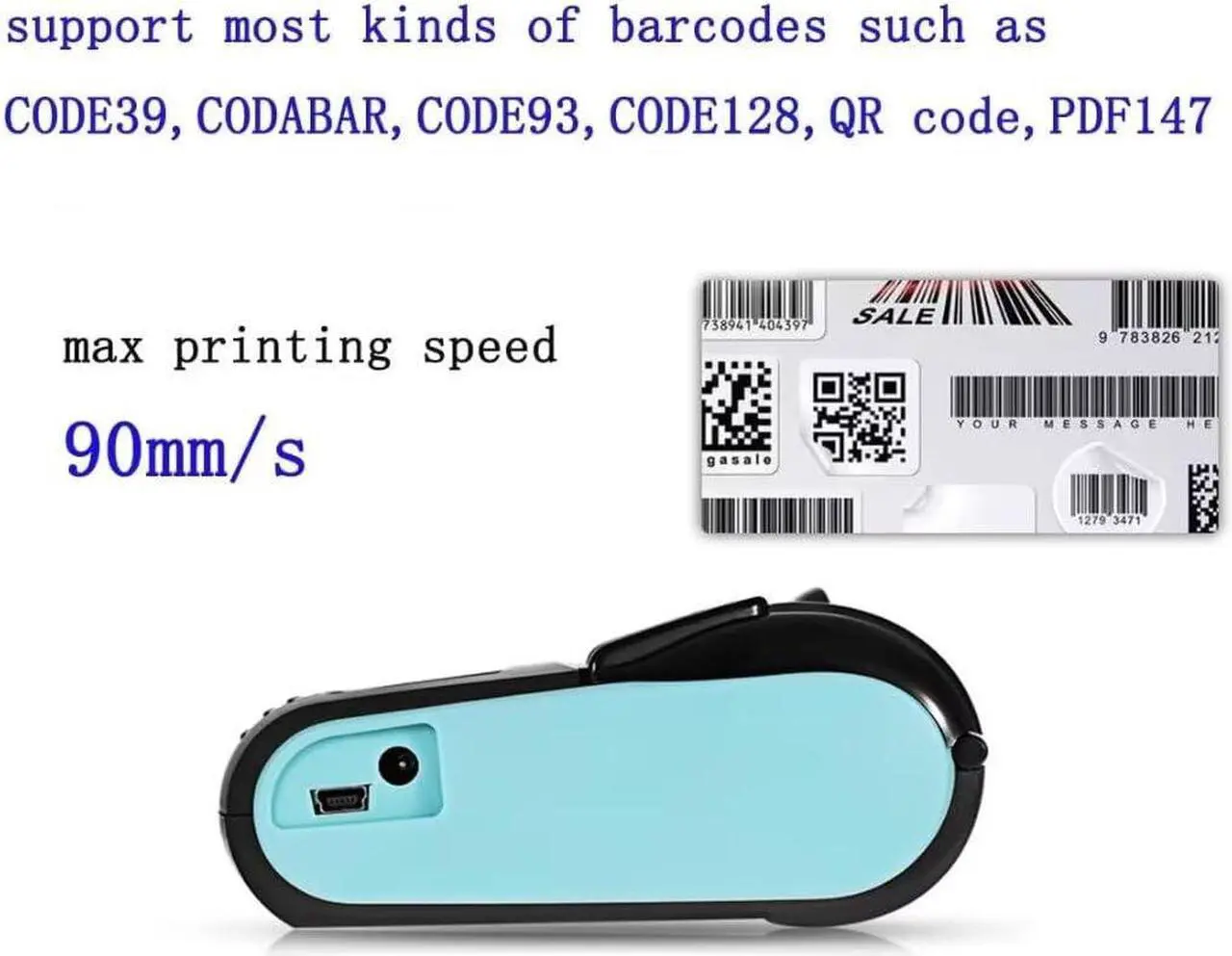 Alt view image 5 of 5 - bluetooth thermal receipt printer 58mm, android wireless portable mini pocket bill pos printer for small business, compatible with WINDOWS/LINUX/Android ,Can't support ios/ipad/MAC(orange color)