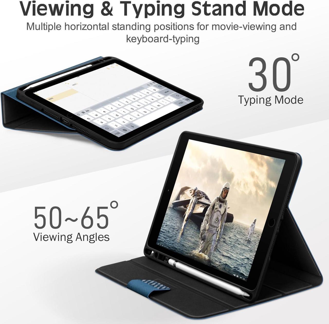 Alt view image 5 of 5 - KingBlanc Case for iPad Air (3rd Generation) 10.5" 2019 / iPad Pro 10.5 inch 2017 Case with Apple Pencil Holder, Vegan Leather Smart Cover, Auto Sleep/Wake, Multi-Angle Folding, Blue