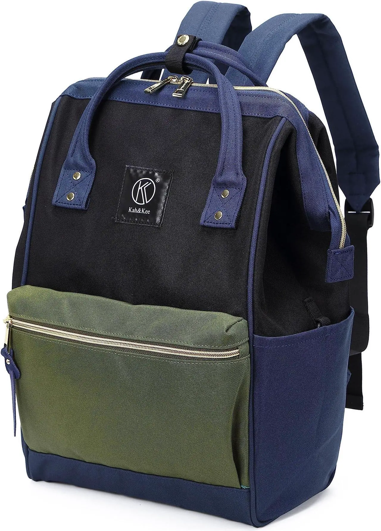 Alt view image 3 of 4 - Kah&Kee Polyester Travel Backpack Functional Anti-theft School Laptop for Women Men (Olive/Navy II, Medium)
