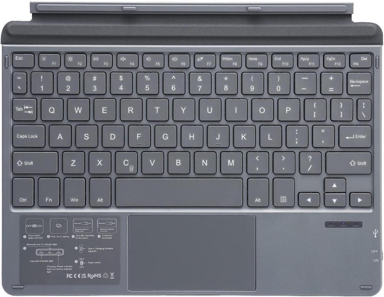Alt view image 2 of 5 - Qulose Keyboard Case for Surface Go 3 2021 / Surface Go 2 2020 / Surface Go 2018, Ultra-Slim Portable Wireless Keyboard with Touchpad for Surface Go Type - Grey