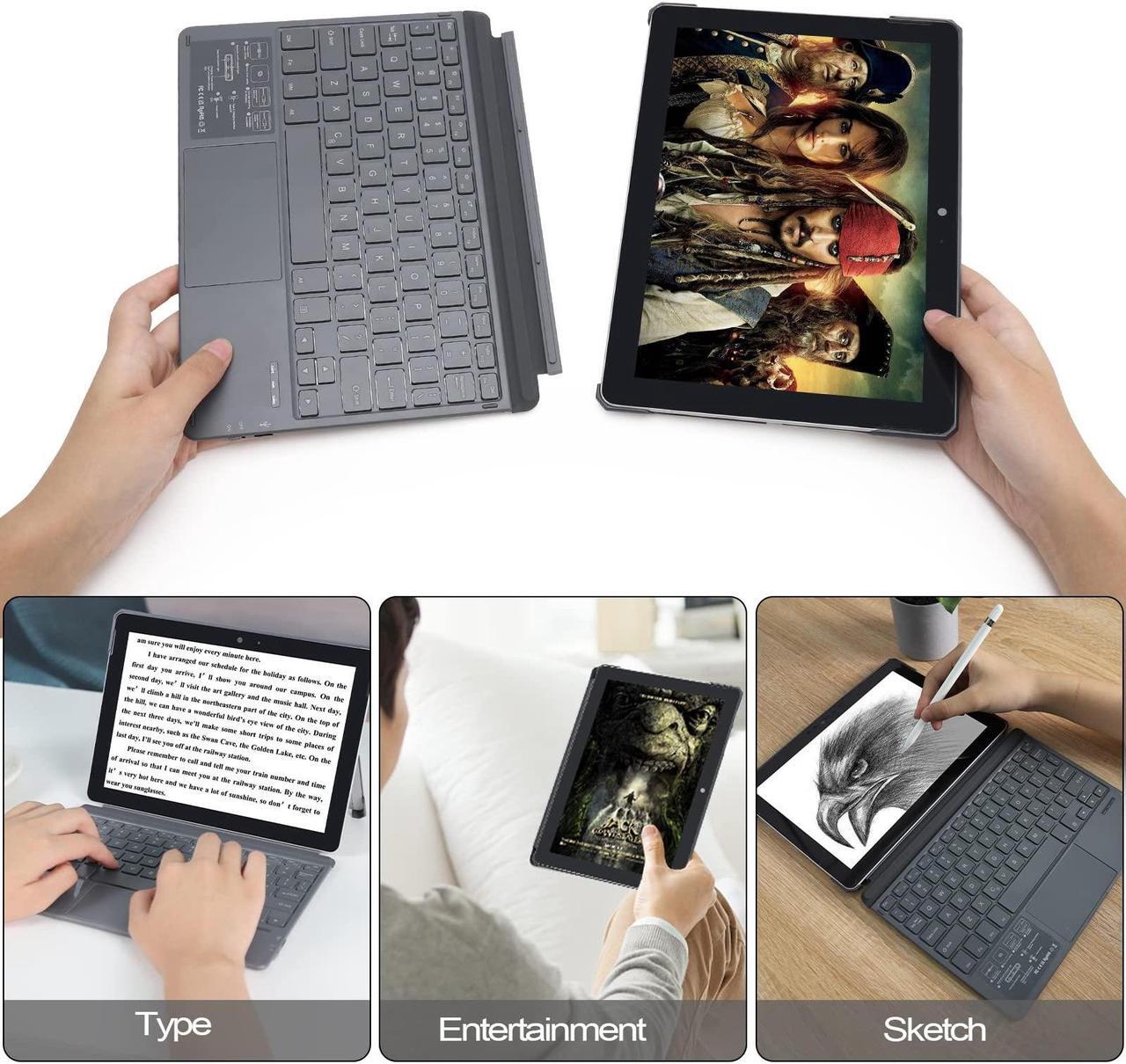 Alt view image 5 of 5 - Qulose Keyboard Case for Surface Go 3 2021 / Surface Go 2 2020 / Surface Go 2018, Ultra-Slim Portable Wireless Keyboard with Touchpad for Surface Go Type - Grey