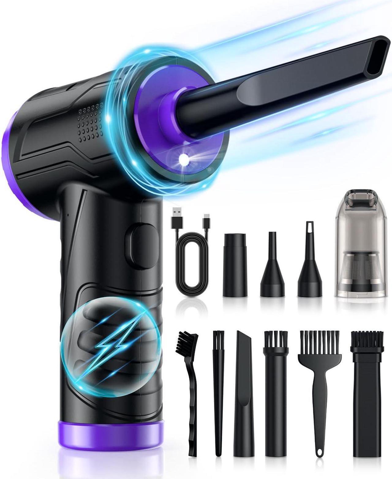 Main image of Powerful Compressed Air Duster for Deep Cleaning-Replace Compressed Air Can-No Canned Air Duster-Keyboard Cleaner-PC Cleaning-Rechargeable-3-Speeds-95000RPM Cordless Air Blower-Car Duster-Purple