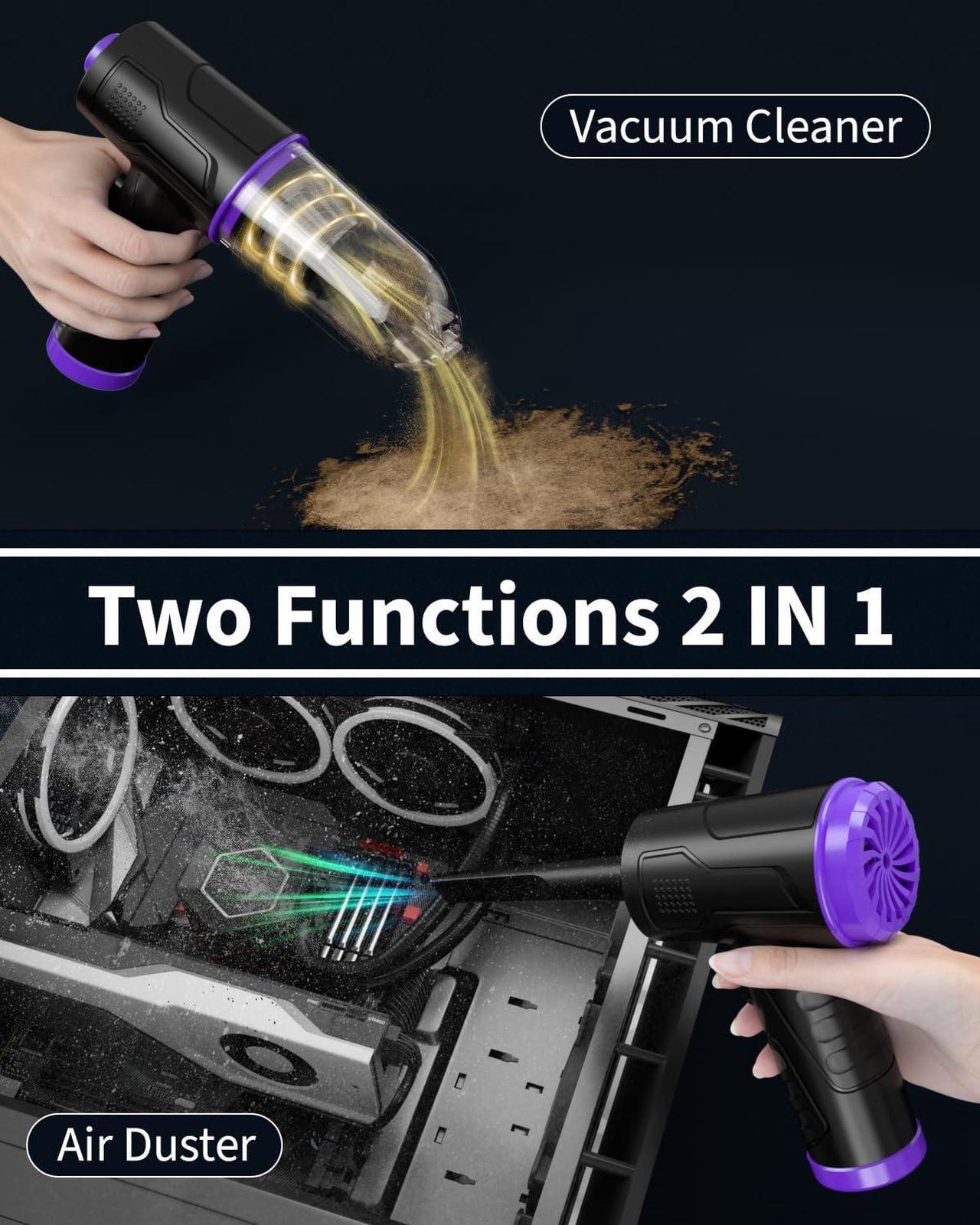 Alt view image 3 of 5 - Powerful Compressed Air Duster for Deep Cleaning-Replace Compressed Air Can-No Canned Air Duster-Keyboard Cleaner-PC Cleaning-Rechargeable-3-Speeds-95000RPM Cordless Air Blower-Car Duster-Purple