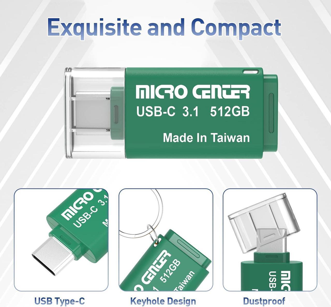 Alt view image 4 of 5 - INLAND Micro Center Super Speed 512GB Type-C USB 3.0/USB 3.1 Gen 1 Mini Flash Drive Memory Stick Thumb Drive (Single Pack)
