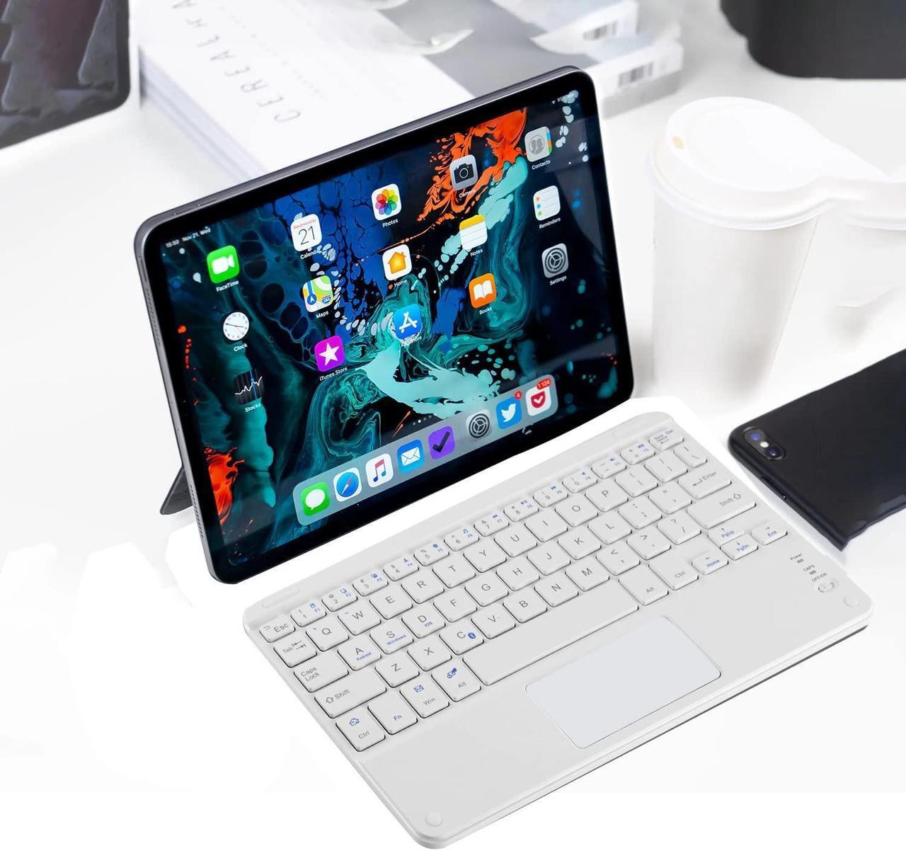 Alt view image 2 of 5 - Super Space Wireless Bluetooth Keyboard with Touchpad for iPad - 7 Colors Backlit - Tablet Rechargeable Pro/iPad Air/iPad Mini and Other iOS Android Windows Devices, white