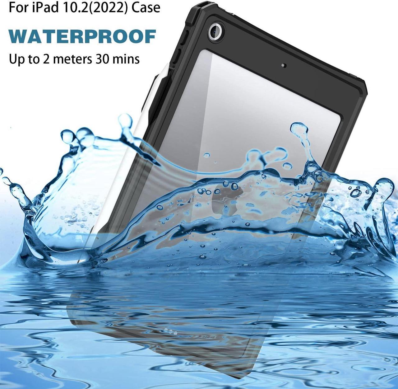 Alt view image 2 of 5 - Transy for Waterproof iPad 10.2 Case, Waterproof iPad 9th /8th/7th Generation Case Built-in Screen Protector, Full Body Shockproof Protection Case with Strap for iPad 10.2 inches 2021/2020/2019