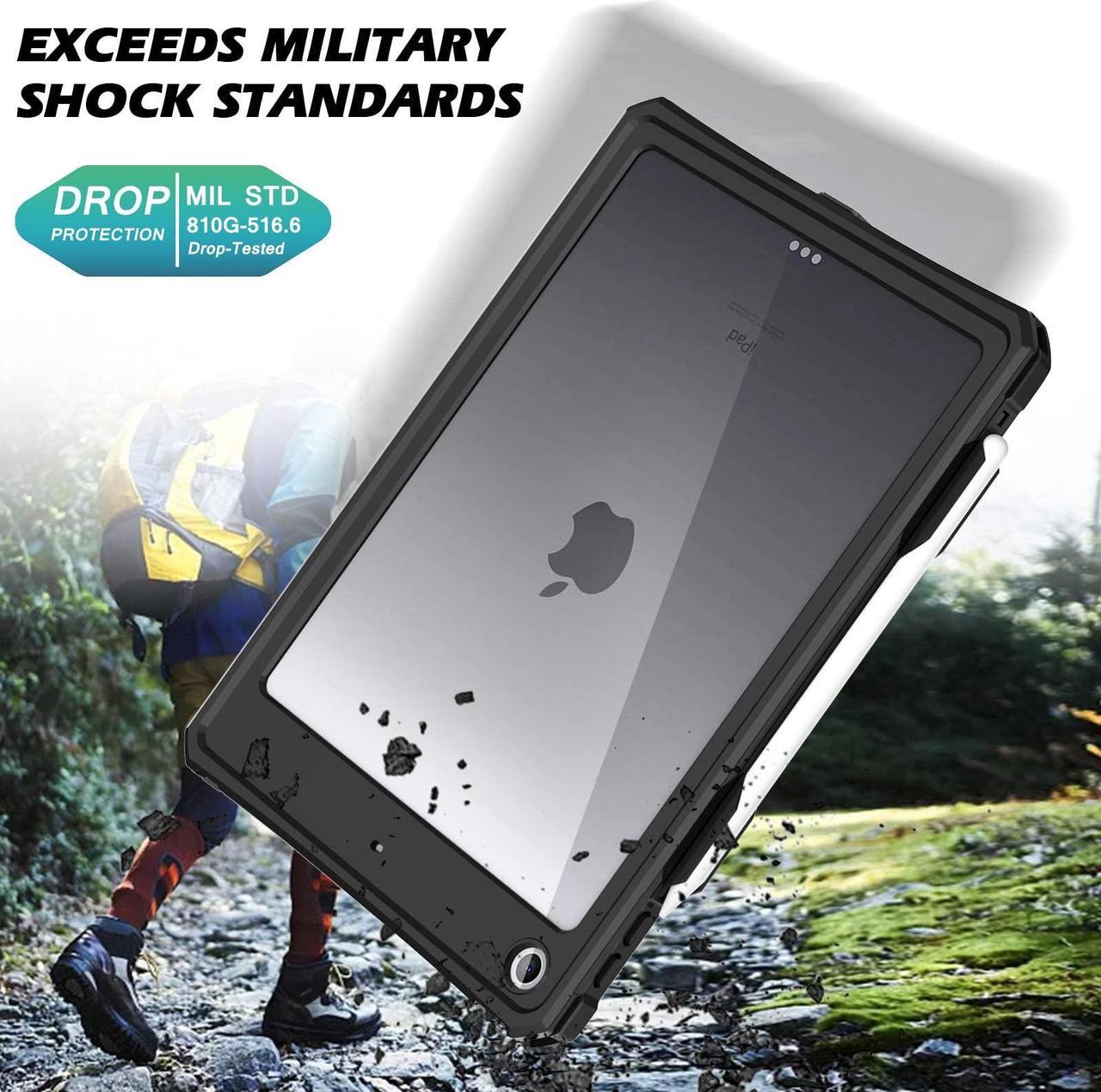 Alt view image 4 of 5 - Transy for Waterproof iPad 10.2 Case, Waterproof iPad 9th /8th/7th Generation Case Built-in Screen Protector, Full Body Shockproof Protection Case with Strap for iPad 10.2 inches 2021/2020/2019