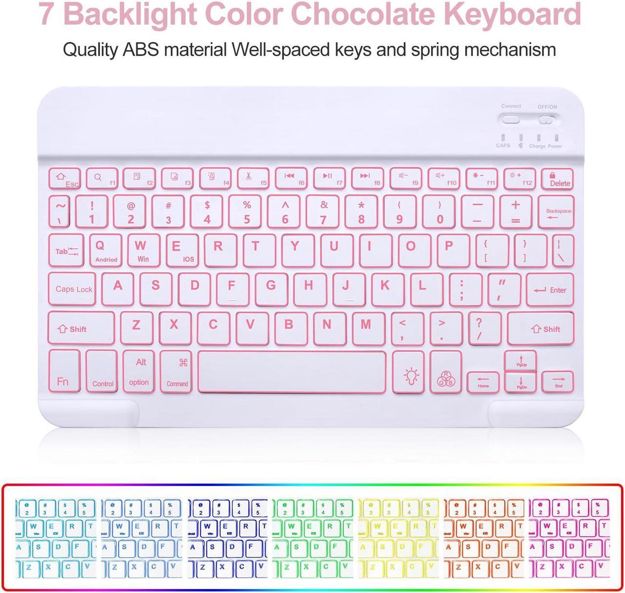 Alt view image 4 of 5 - iPad Keyboard Case 9.7 inch for iPad 6th Generation(2018)/iPad 5th Gen(2017)/iPad Air 2&1/iPad Pro 9.7- 7 Colors Backlit Detachable Keyboard Folio Smart Cover with Pencil Holder for iPad 9.7(Pink)