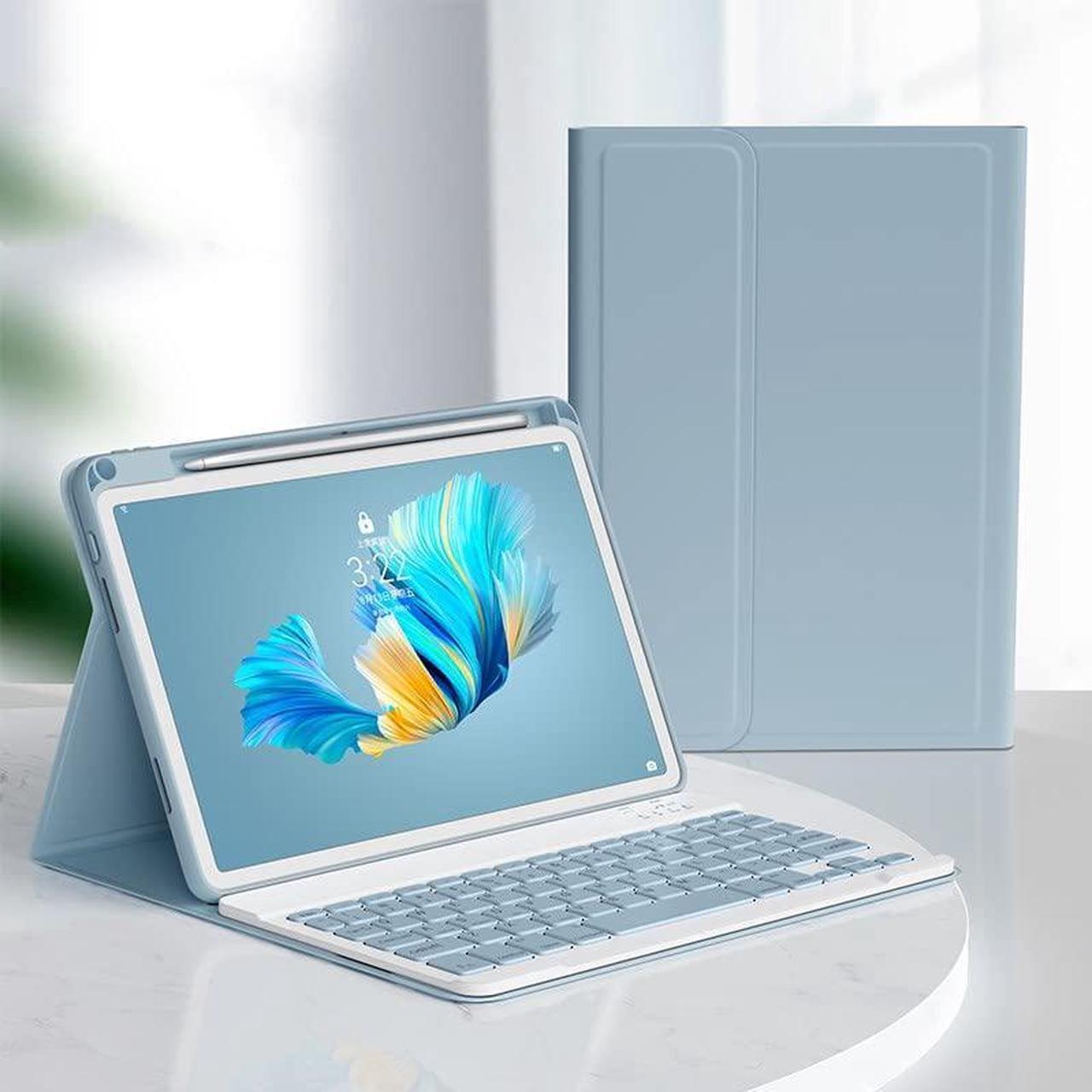 Alt view image 2 of 5 - iPad 10th Generation Case with Magnetic Keyboard Detachable Bluetooth Color Keyboard Smart Folio Cover with Pencil Holder for iPad 10th Gen (Misty Blue)