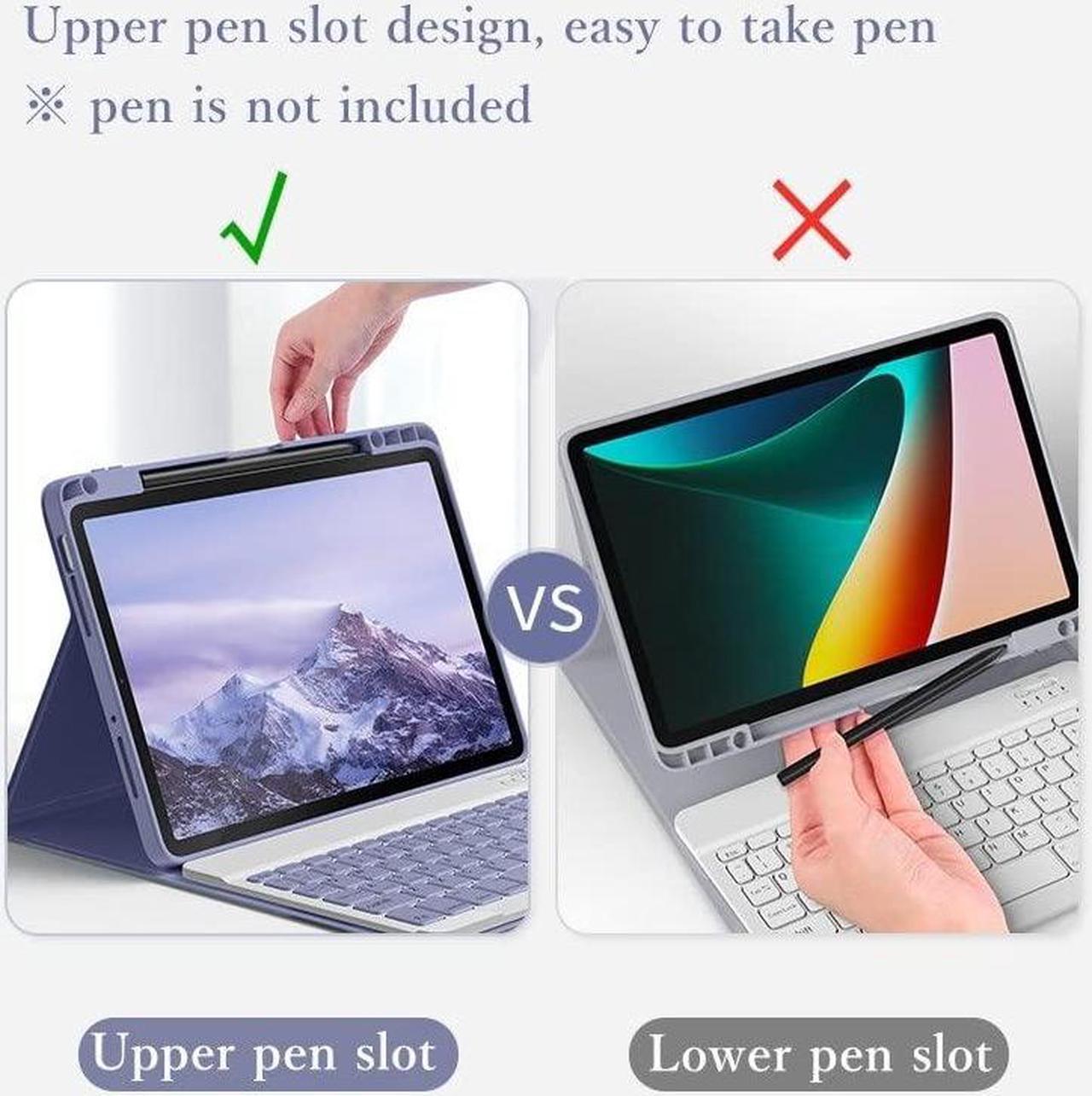Alt view image 3 of 5 - iPad 10th Generation Case with Magnetic Keyboard Detachable Bluetooth Color Keyboard Smart Folio Cover with Pencil Holder for iPad 10th Gen (Misty Blue)