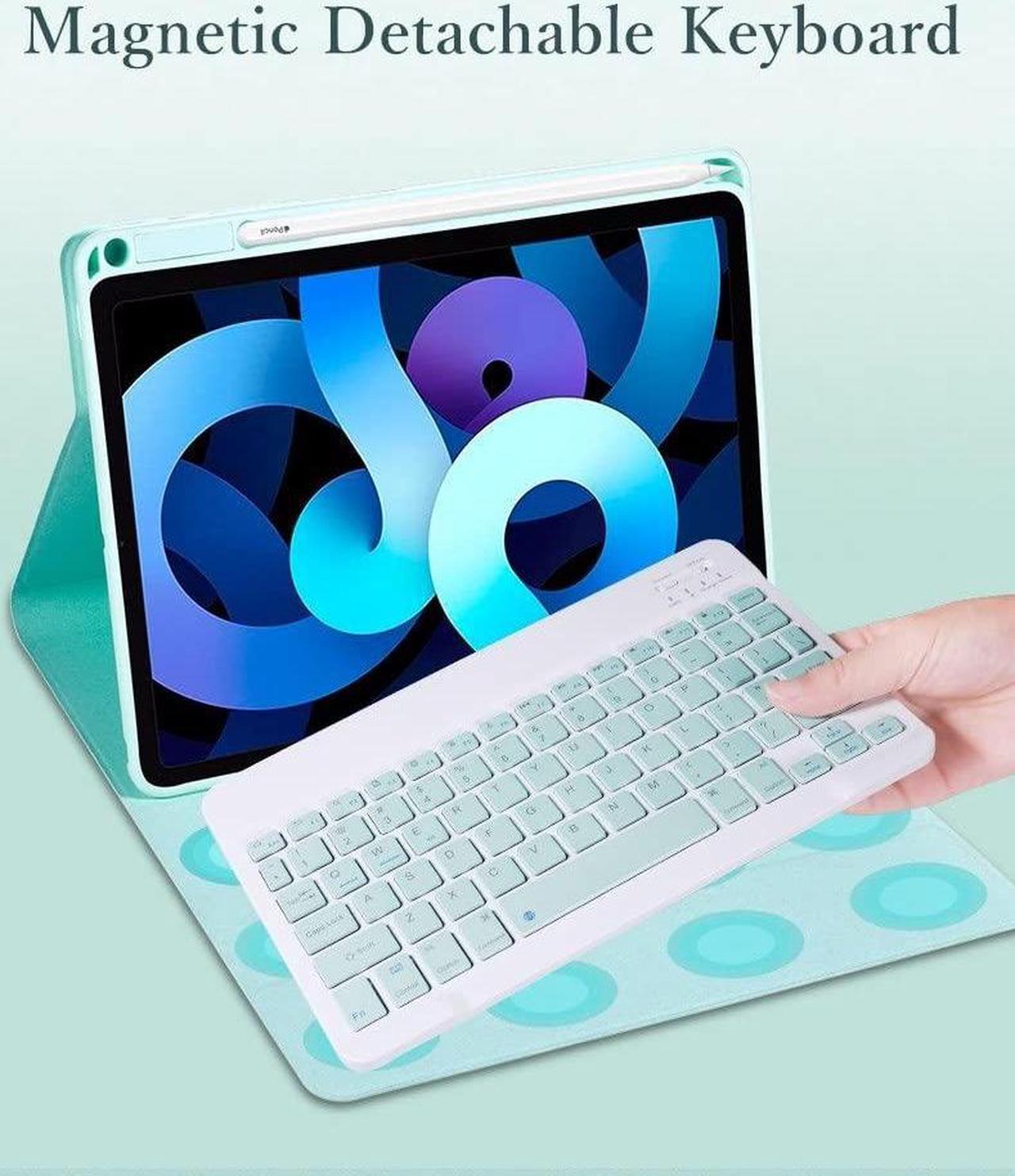 Alt view image 4 of 5 - iPad 10th Generation Case with Magnetic Keyboard Detachable Bluetooth Color Keyboard Smart Folio Cover with Pencil Holder for iPad 10th Gen (Misty Blue)