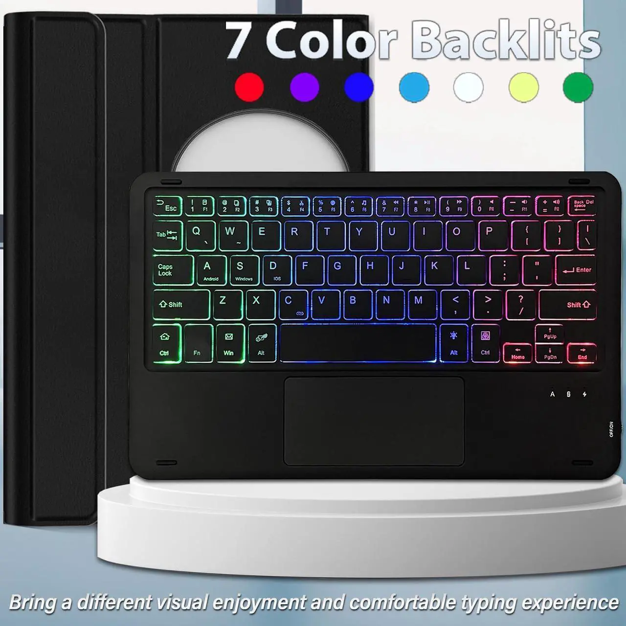 Alt view image 5 of 5 - Backlit Touchpad Keyboard Case for Google Pixel Tablet 11 Inch 2023, DKAHOEE 3-Zone Backlight Detachable Wireless Keyboard with Slim PU Leather Protective Case for 11 2023 Release Google Pixel Tablet