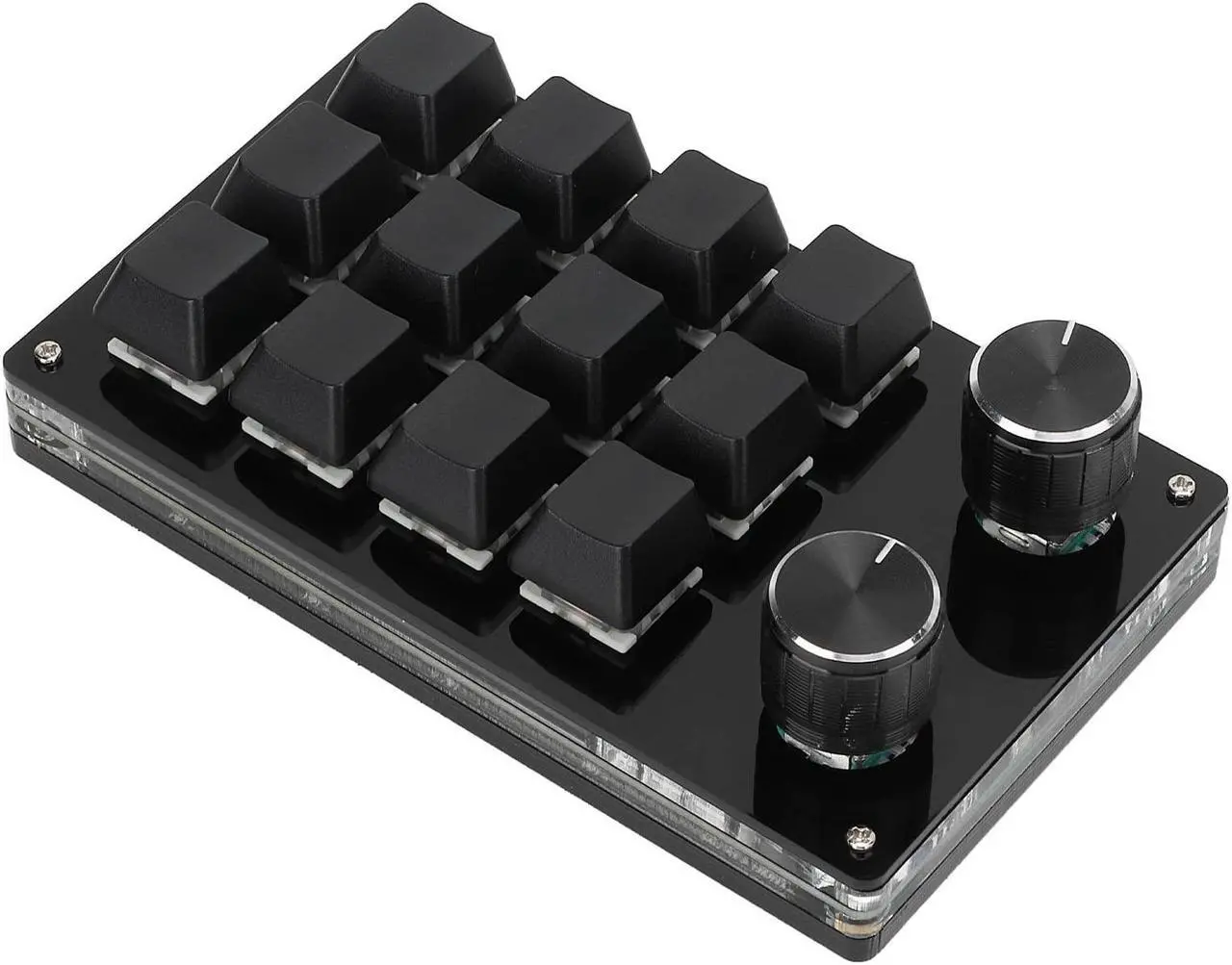 Main image of Acrylic and PCB ro Mechanical Keyboard,One Handed ro Mechanical Keyboard 12 Key Multifunction DIY Programmable Keypad for Office Gaming Lab (Black)