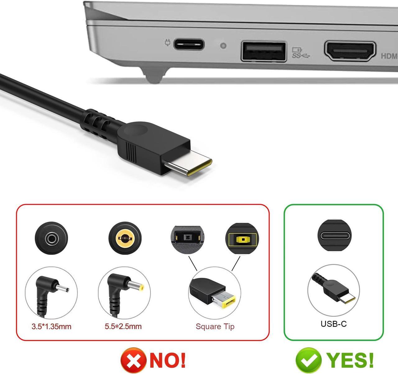 Alt view image 2 of 5 - Newest Slim USB-C 65W AC Adapter Fit for Lenovo ThinkPad X280 X380 X390 L390 E480 E495 E580 E590 T480 T490 T580 Yoga 730 C740 920 C930 C940 IdeaPad and More Computer which with Type C Laptop Charger