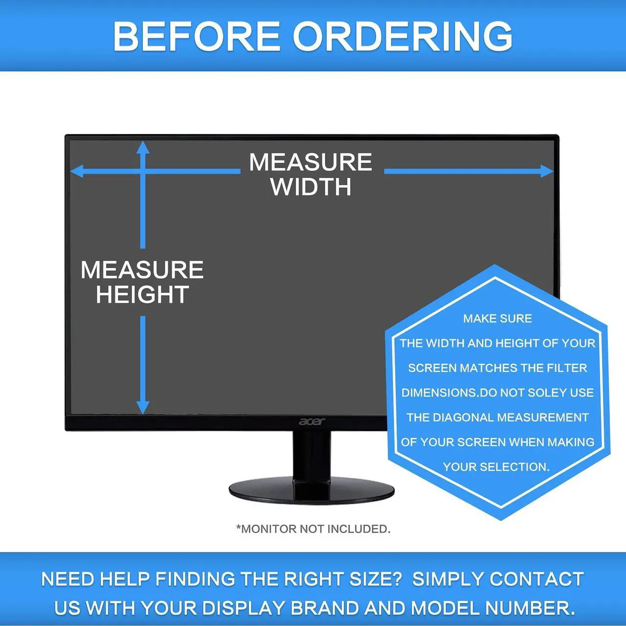 Alt view image 2 of 5 - ZOEGAA 23.8 Inch Computer Privacy Screen Filter for 16:9 Widescreen Computer Monitor 20.75"x11.68", Computer Screen Privacy 23.8 inch and Anti Blue Light Anti Glare Protector