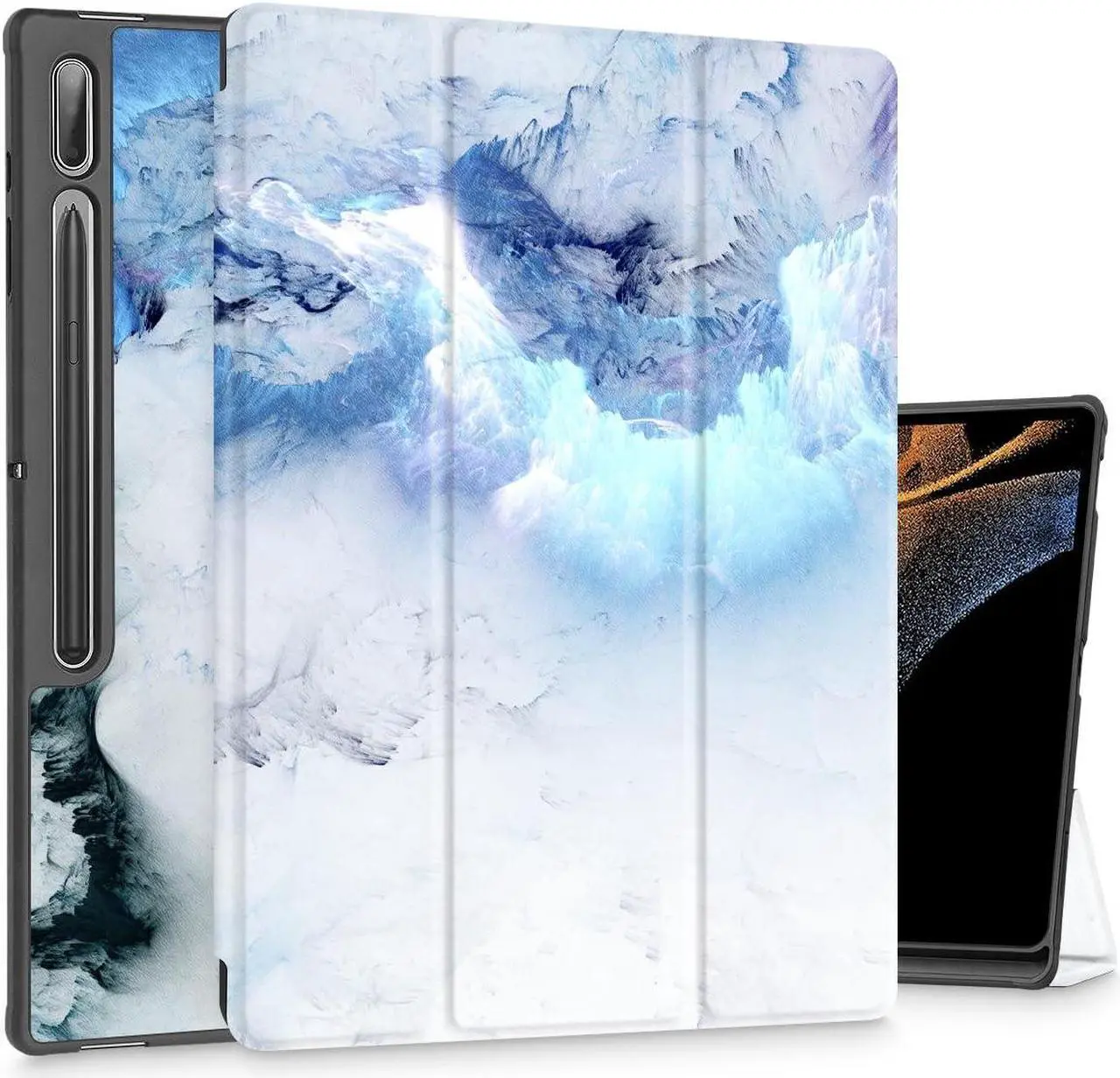 Main image of Mektron Case for Samsung Tab S9 Ultra 14.6 Inch 2023 Model X910/X916/X918,Built-on Pencil Holder Hard Cover with Auto Wake/Sleep, Multi-Angle Stand for Galaxy Tab S9 Ultra 14.6",Cloud & Lightning