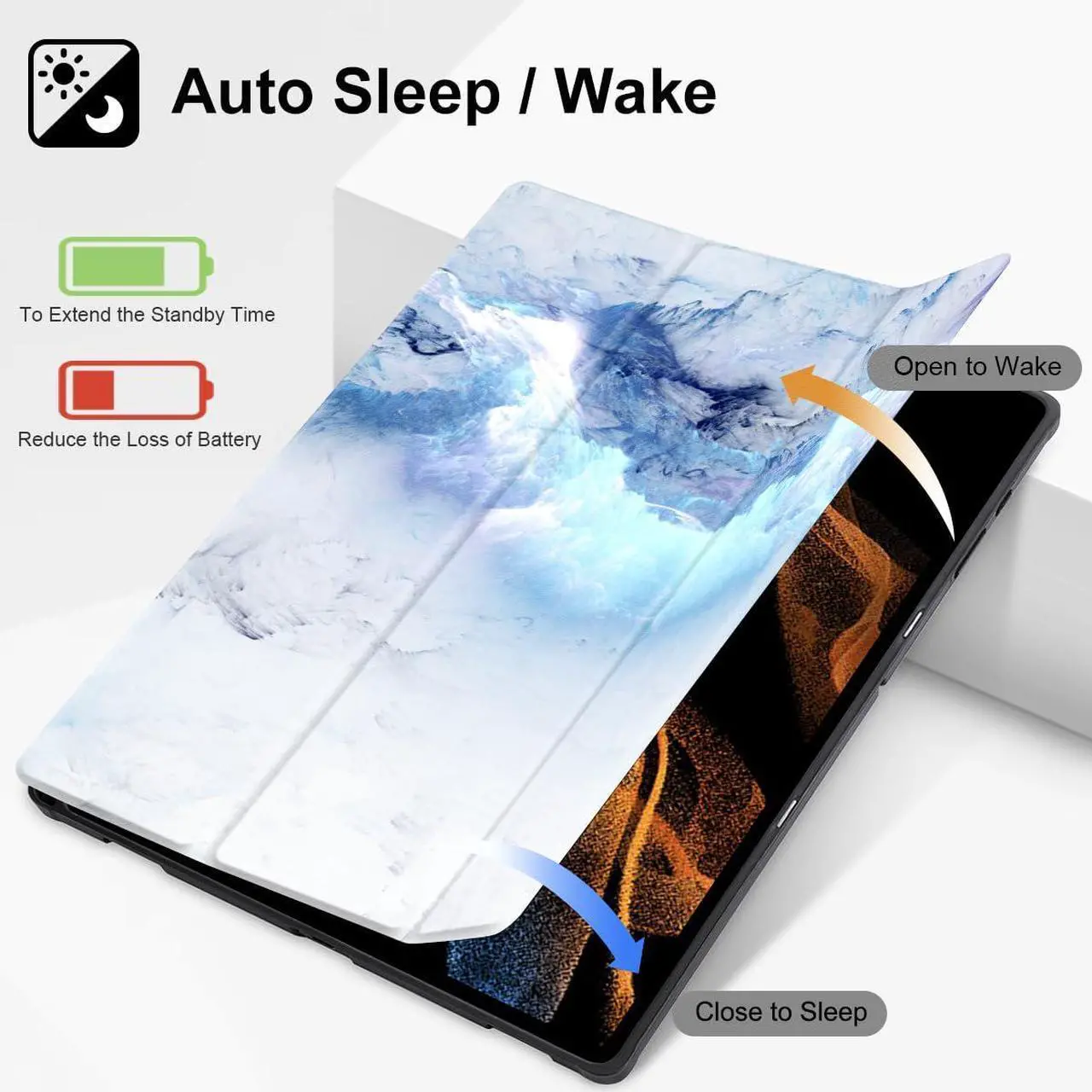 Alt view image 2 of 5 - Mektron Case for Samsung Tab S9 Ultra 14.6 Inch 2023 Model X910/X916/X918,Built-on Pencil Holder Hard Cover with Auto Wake/Sleep, Multi-Angle Stand for Galaxy Tab S9 Ultra 14.6",Cloud & Lightning