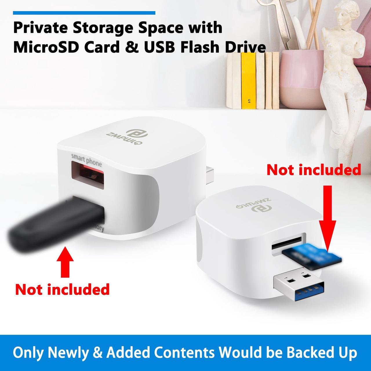 Alt view image 3 of 5 - PL ZMPWLQ Auto-Backup-Adapter iPhone-Photo-Backup-Storage-Data-Cube for iPhone-Backup-Device for iPhone/iPad Photos-Download-Stick USB Backup Flash Drive for iPhone/iPad/Android (without MicroSD)