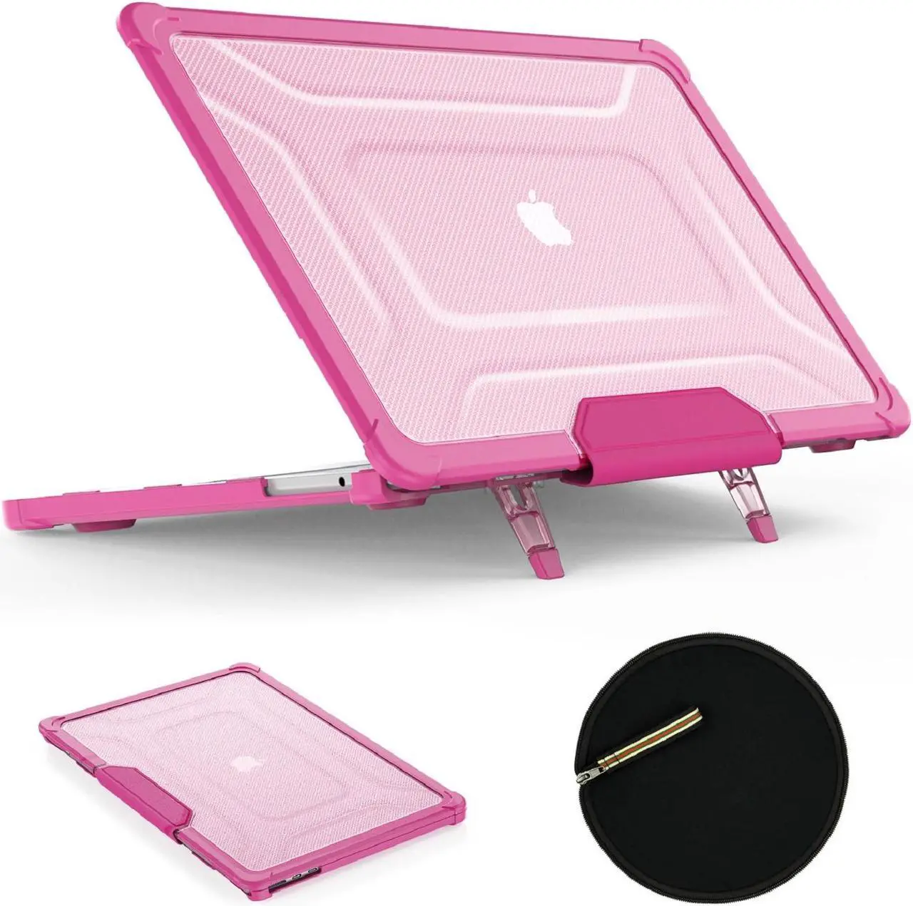 Main image of SEYMAC stock MacBook Pro 16 inch Case 2023/2022/2021 A2991 A2780 A2485, Shock-Absorbing Protection Case with Folding Stand &Mouse Pad/Bag for MacBook Pro 16'' M3/M2/M1 A2991 A2780 A2485 (Pink)
