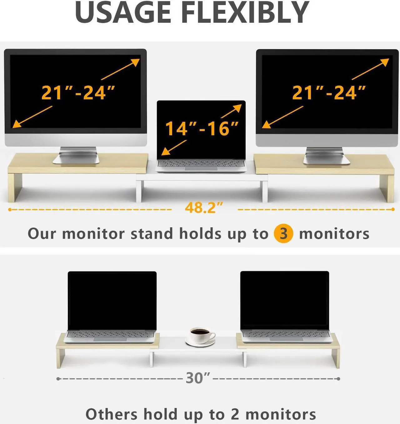 TAVR Dual Monitor Stand Riser, Computer Monitor Stands for 2 Monitors ...