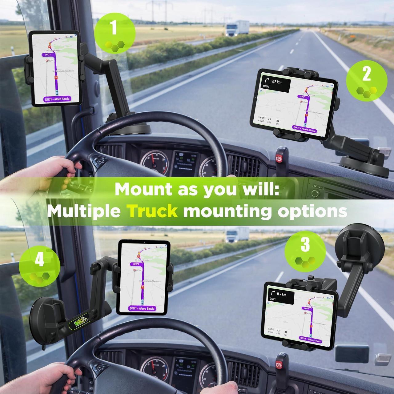 Alt view image 2 of 5 - Truckules Tablet Mount for Truck, Heavy Duty Super Suction Cup for Tablet & iPad Mount Truck Dashboard Windshield 16.7 inch Long Arm & Stable Compatible with Tablet & iPad, Commercial Truck 16.7 inch