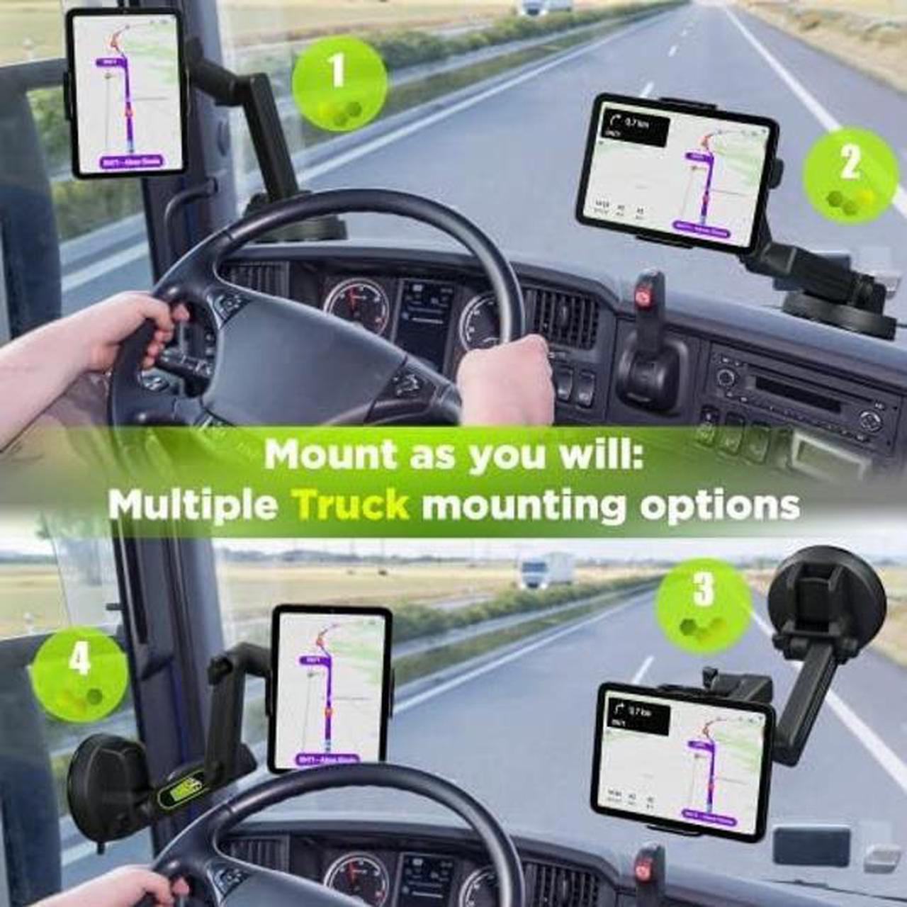 Alt view image 2 of 5 - Truckules Tablet Mount for Truck - Heavy Duty, Tablet & iPad Mount Truck Dashboard Windshield 16.7 inch Long Arm, Super Suction Cup & Stable, Compatible with Tablet & iPad, Big Rig Truck 16.7 inch