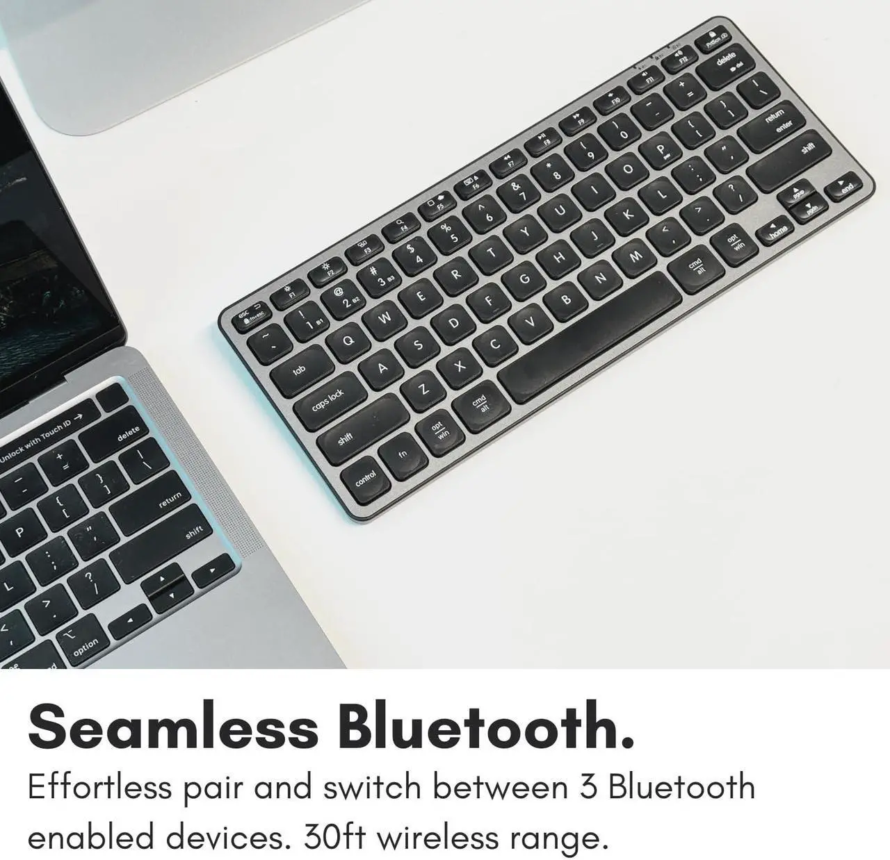 Alt view image 2 of 5 - Macally Bluetooth Keyboard for Mac - Premium Multi Device Keyboard - Compatible Apple Wireless Keyboard for MacBook Pro/Air, iMac, iMac Pro, Mac Mini, Mac Pro, iPad, Laptop, and PC