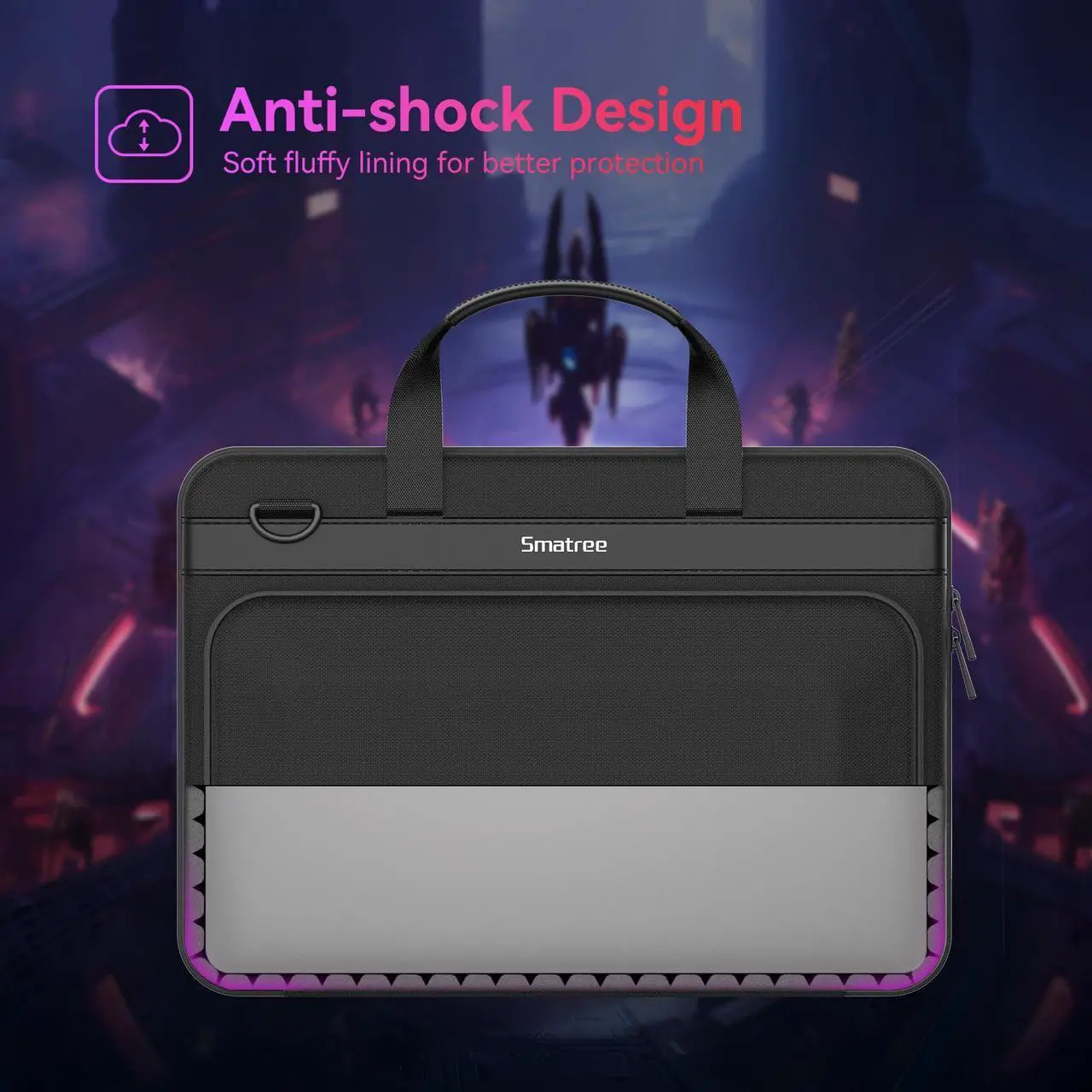 Alt view image 4 of 5 - Smatree Laptop Carry Case Compatible for 15.6 inch ASUS ROG Strix SCAR 15 (2022/2021) Gaming Laptop, for 15.6 inch ASUS ROG Strix G15 (2022/2021) Gaming Laptop Handbag(A800)