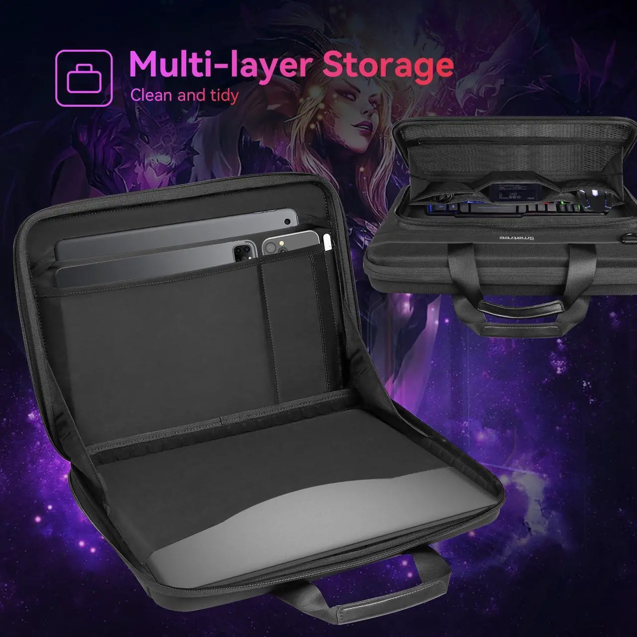 Alt view image 5 of 5 - Smatree Laptop Carry Case Compatible for 15.6 inch ASUS ROG Strix SCAR 15 (2022/2021) Gaming Laptop, for 15.6 inch ASUS ROG Strix G15 (2022/2021) Gaming Laptop Handbag(A800)