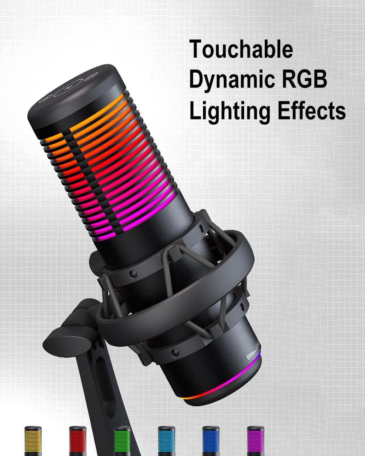 Alt view image 2 of 5 - HITOZON Gaming USB Microphone,USB Condenser Microphone with RGB,Mute,Gain,Monitoring,Plug&Play USB mic for Gaming,Podcasts Videos,Streaming,Recording Support PS4/5/PC