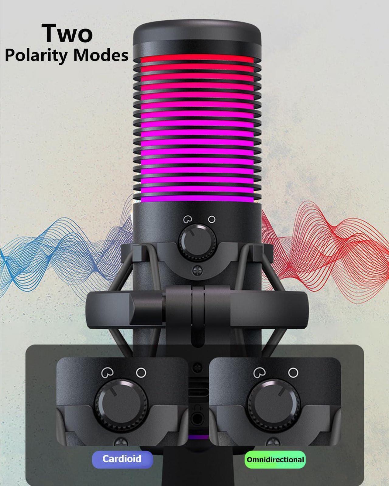 Alt view image 4 of 5 - HITOZON Gaming USB Microphone,USB Condenser Microphone with RGB,Mute,Gain,Monitoring,Plug&Play USB mic for Gaming,Podcasts Videos,Streaming,Recording Support PS4/5/PC