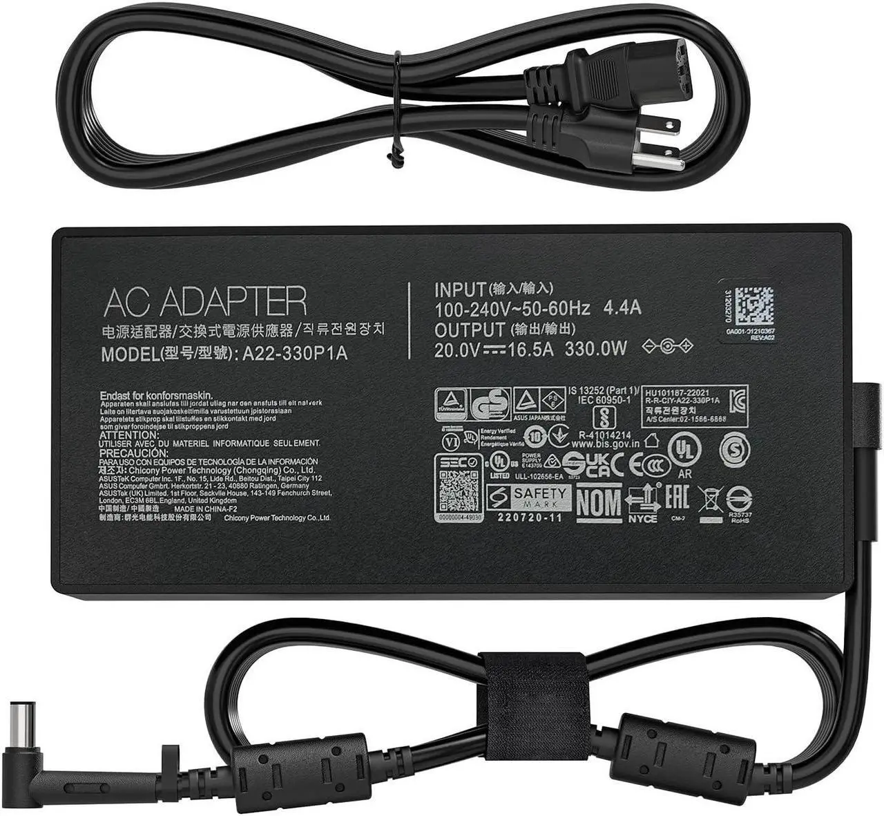 Main image of 330W 20V 16.5A AC Laptop Charger for Asus Rog Strix Scar 16 17 17SE 18 18G Asus Rog Zephyrus Duo 16 M16 Gaming Laptop,G834JY A21-330P1A A22-330P1A Laptop Power Supply (6.0x3.7MM)