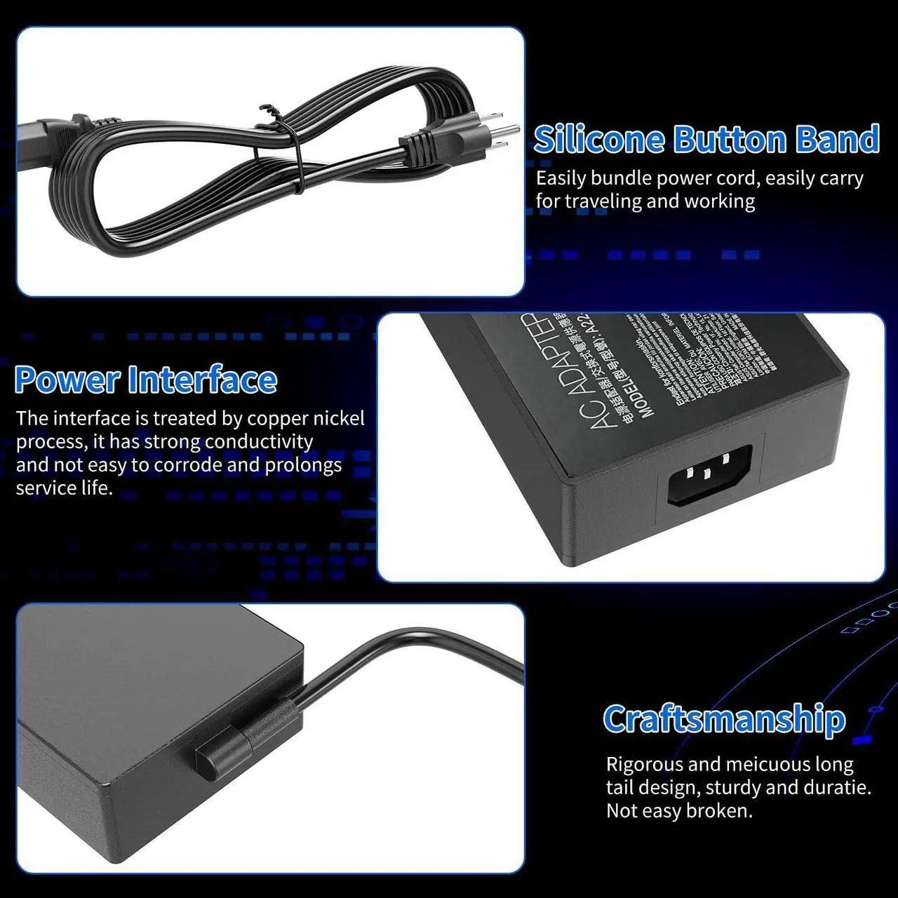 Alt view image 5 of 5 - 330W 20V 16.5A AC Laptop Charger for Asus Rog Strix Scar 16 17 17SE 18 18G Asus Rog Zephyrus Duo 16 M16 Gaming Laptop,G834JY A21-330P1A A22-330P1A Laptop Power Supply (6.0x3.7MM)