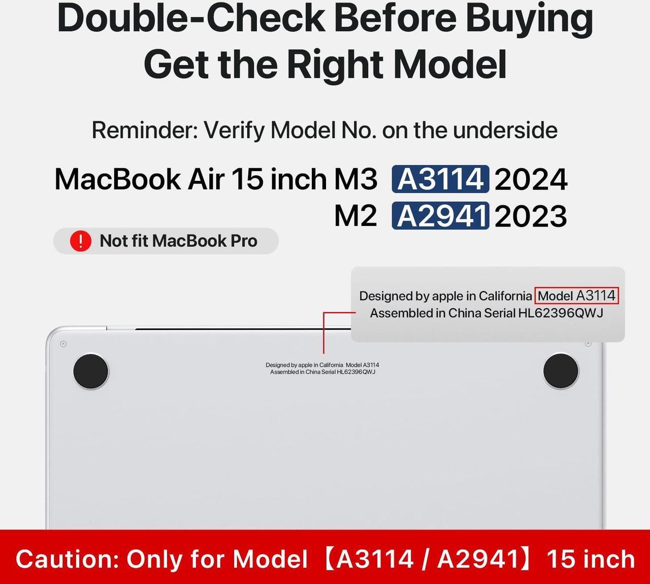 Alt view image 3 of 5 - Soonjet Invisible Armor for MacBook Air 15 inch Case M3 M2 2024 2023 New [Same as Bare Device] [Scientific Slim] Protective Hard Shell Translucent Cover for Laptop Model A3114 A2941 - Matte Clear