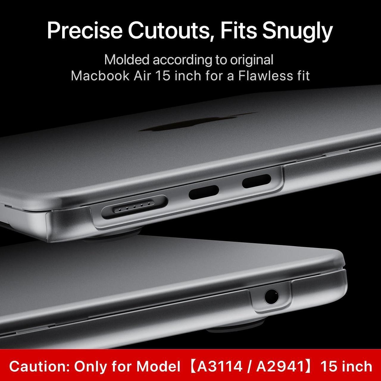 Alt view image 4 of 5 - Soonjet Invisible Armor for MacBook Air 15 inch Case M3 M2 2024 2023 New [Same as Bare Device] [Scientific Slim] Protective Hard Shell Translucent Cover for Laptop Model A3114 A2941 - Matte Clear