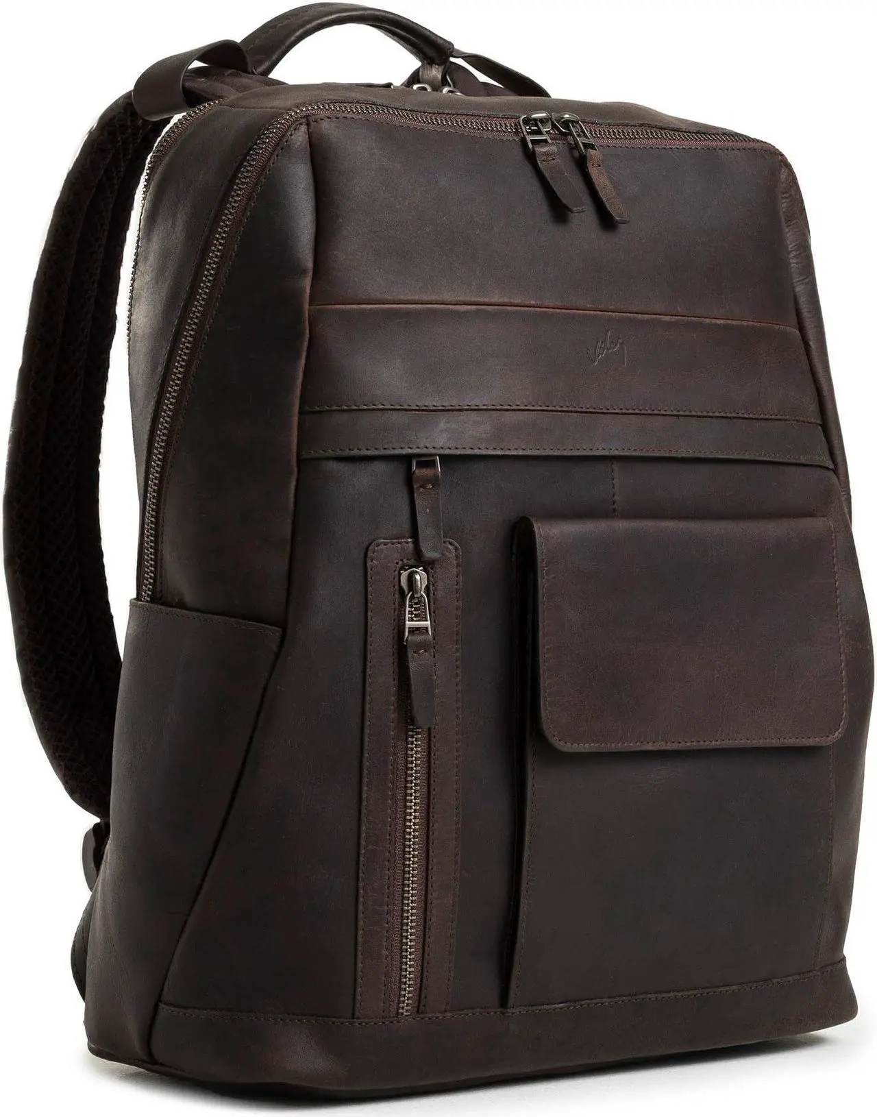 Alt view image 3 of 5 - VELEZ Dark Brown Top Grain Leather Backpack For Men and Women | 17 inch Laptop Bag Large Capacity | Casual Daypack | Shoulder Backpacks | Business Travel Computer Bags
