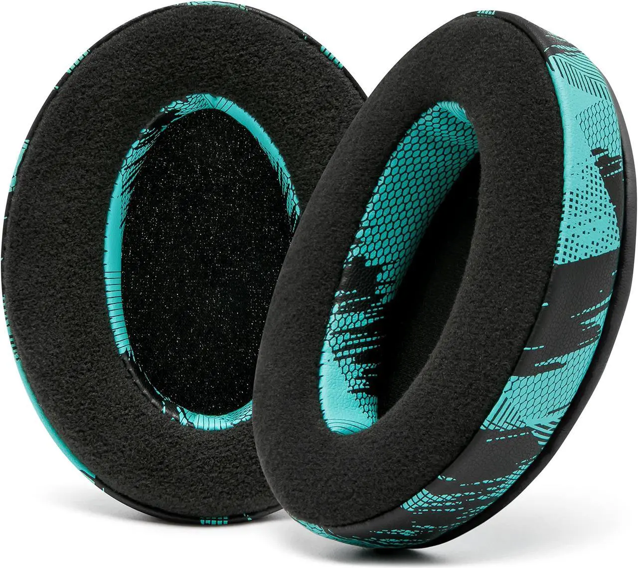 Main image of WC PadZ Velour - The Ultimate Upgraded Earpads by Wicked Cushions - Compatible with Audio Technica, HyperX, SteelSeries Arctis - Extra Thick - Bigger Opening - Soft Memory Foam | (Speed Racer Cyan)