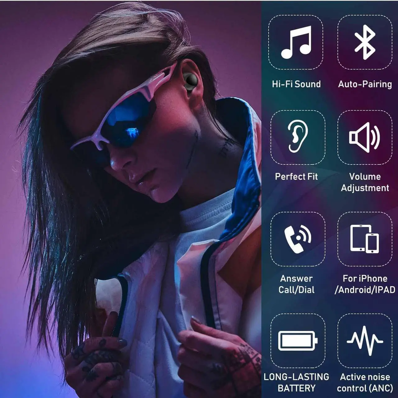 Alt view image 3 of 5 - UrbanX Street Buds Plus for Google Pixel 6A/6/7/7 pro - True Wireless Earbuds w/Hands Free Controls (Wireless Charging Case Included) - Black