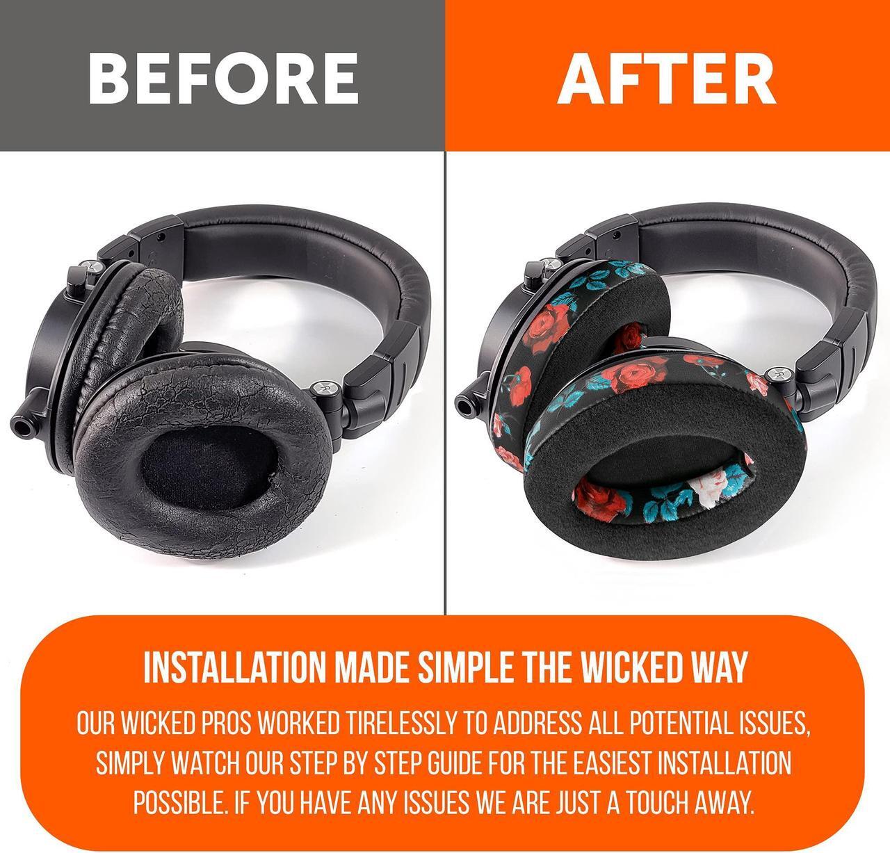 Alt view image 3 of 5 - WC PadZ Velour - The Ultimate Upgraded Earpads by Wicked Cushions - Compatible With Audio Technica, HyperX, SteelSeries Arctis & More - Extra Thick - Bigger Opening - Softer Memory Foam | Black Floral
