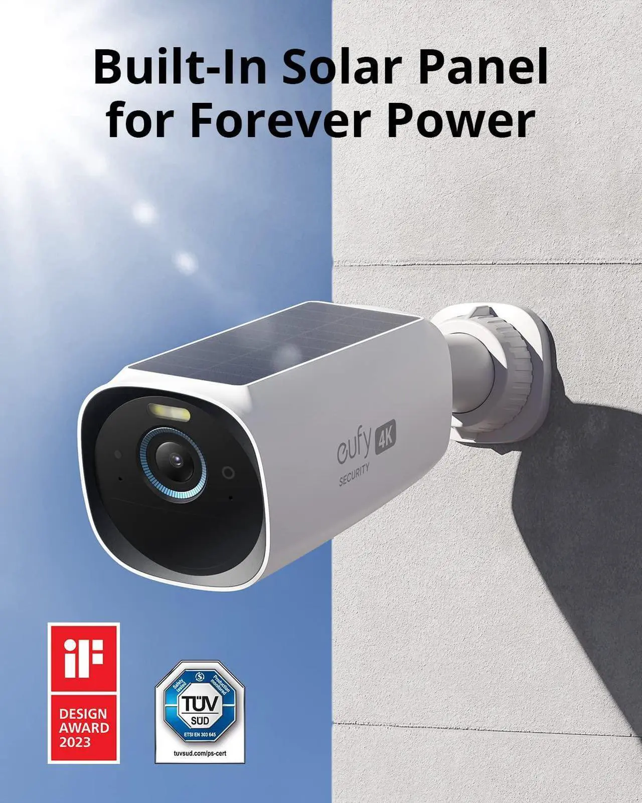 Alt view image 2 of 5 - eufy Security eufyCam S330 3-Cam Bundle, Security Camera Outdoor Wireless, 4K Camera with Integrated Solar Panel, Face Recognition AI, Expandable Local Storage, 2.4 GHz Wi-Fi, No Monthly Fee