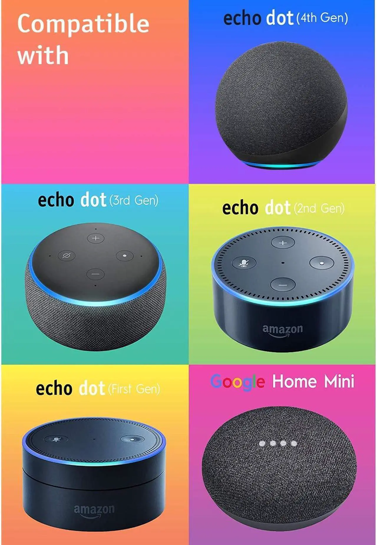 Alt view image 5 of 5 - Dekodots Smart Speaker Table Stand (Dragon) - Decorative Holder for  Echo Dot or Google Home Mini - Portable Design, No Sound or Microphone Interference - Durable Poly-Resin, Lightweight