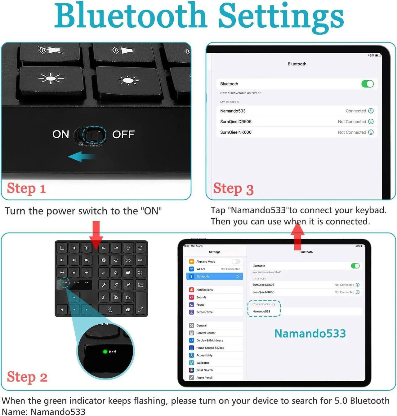 Alt view image 4 of 5 - Keyboard for Procreate, Rechargeable Drawing Keyboard with 35 Shortcut Keys, One Handed Buetooth Keypad for Drawing Shortcuts, Graphic Tablets, Drawing Tablet, Laptop
