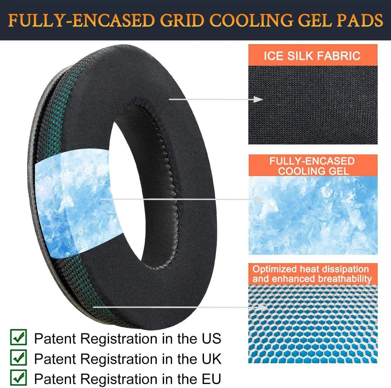 Alt view image 4 of 5 - SoloWIT Cooling-Gel Ear Pads Cushions Replacement, Earpads for Bose QuietComfort 35 (QC35) and Quiet Comfort 35 II (QC35 II) Over-Ear Headphones, Noise Isolation Foam - Dark Green